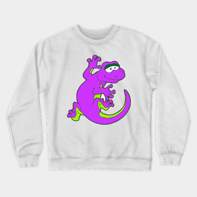 Smiley Gecko Children's Climbing Lizard Cartoon Crewneck Sweatshirt by Bartlett Art Works